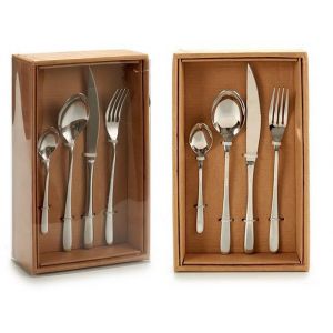 Set posate 16 pezzi in acciaio con coltello forchetta cucchiaio e cucchiaino da te 