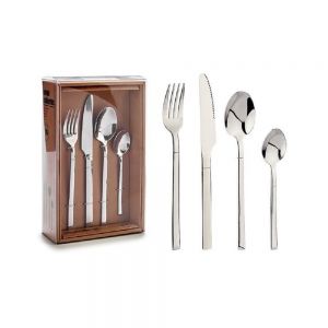 Set posate 16 pezzi in acciaio con forchetta coltello cucchiaio e cucchiaino da te 