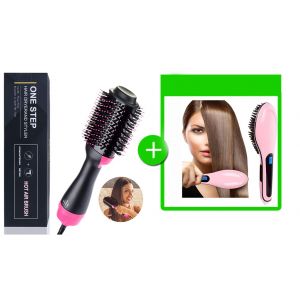 Spazzola Ad Aria One Step Asciugacapelli Multifunzione 3-In-1 + Spazzola Elettrica HQT-906 Ionica Lcd Liscia Capelli Piastra