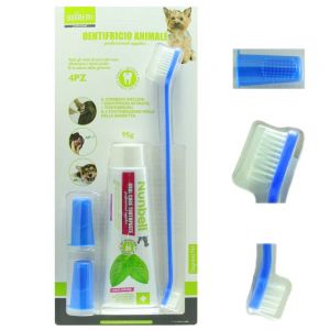 Kit Set Completo Dentifricio Spazzolini Pulizia Denti Cane Pet