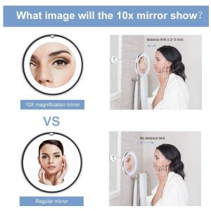 Specchio Make Up Con Luce Led E Lenti D'ingrandimento 5X Specchio Da Viaggio