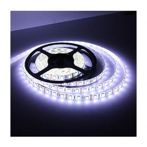 Striscia led 5050 flessibile 5m adesiva e alimentatore luce bianco freddo ip65