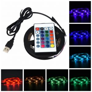 Striscia led adesiva USB rgb 5 mt 300 led smd 5050 luci colorate, con telecomando triscia led adesiva rgb 5 mt 300 led smd 5050 luci colorate, con telecomando 
