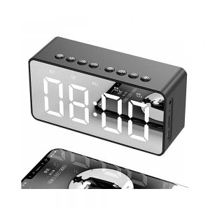 Sveglia Specchio Orologio Da Tavolo Lcd Cassa Bluetooth Aux Usb Portatile Bt506