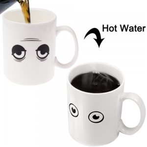 Tazza in ceramica termica, cambia espressione( triste ,sorriso) 