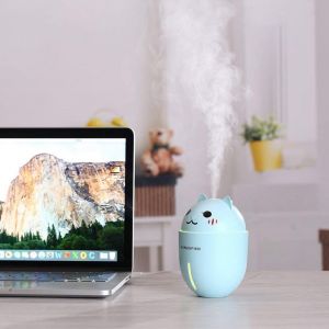 Umidificatore diffusore gatto gattino micetto con mini ventilatore luce led naso pulsante