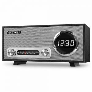 Radio Sveglia FM Cassa Altoparlante Speaker Bluetooth USB Victrola con Orologio