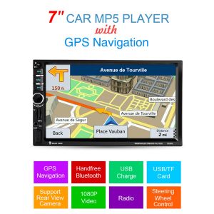 Autoradio Dvd Car 7 Pollici con GPS TFT Touch Auto MP5 audio stereo 1080P Video Auto sistema Telecomando