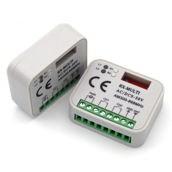 RX Multi Ricevitore Universale 2 Canali Telecomandi Radio Ricevente per Multimarca Frequenza 433 o 868 MHz 12-30V AC DC Codice Fisso Rolling Code Automazione